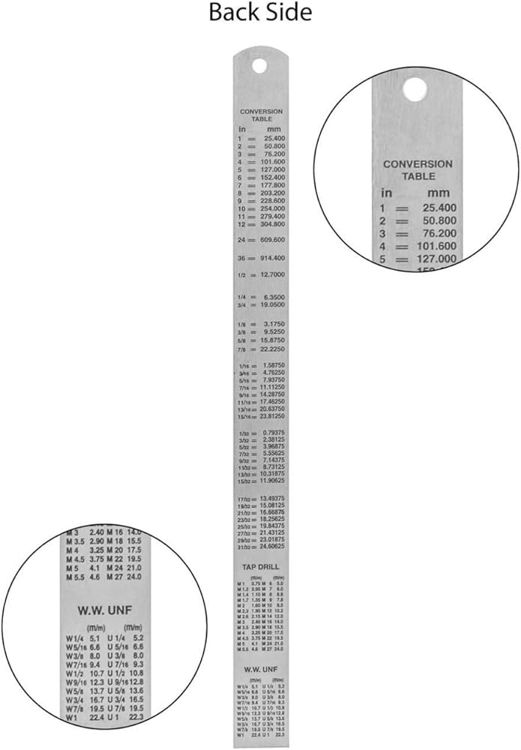Picture of MR60 METTALIC RULER 60CM WITH CONVERSION TABLE AT THE BACK